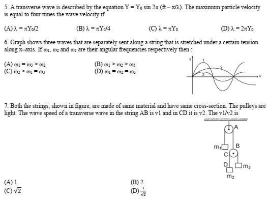photo of a JEE 2026 practice paper physics 